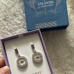 Atlantis by Bomb Party Silver Compass Drop Earrings with Purple Stones
